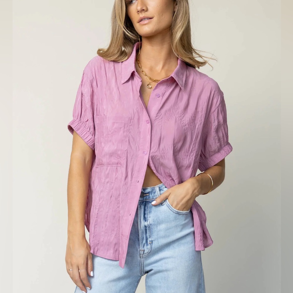 Bohme Wrinkle Button Front Top Euc - image 4